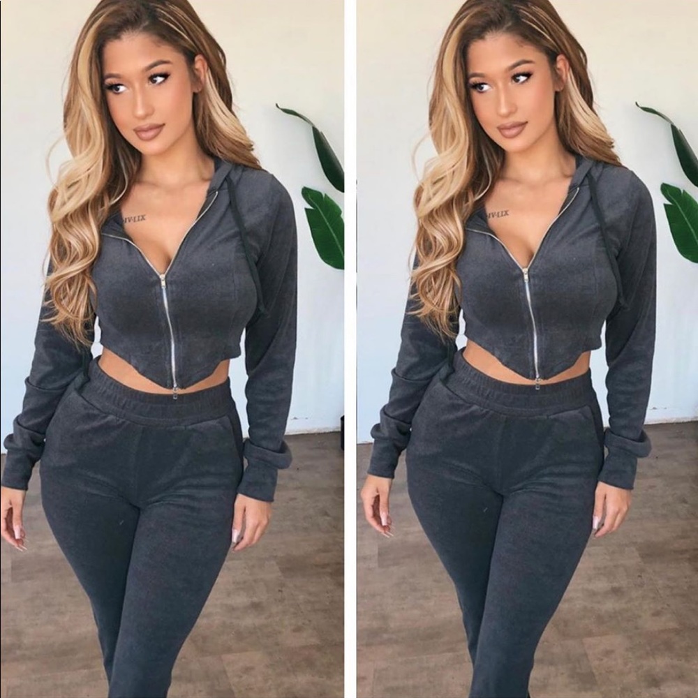 Charcoal Terry Jogger Set
